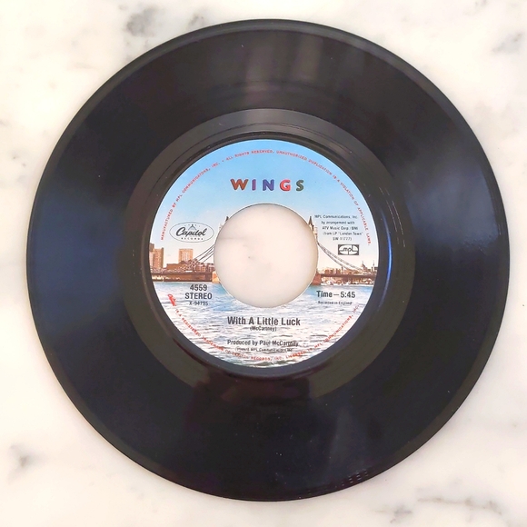 Vintage 1978 WINGS: Backwards Traveller/Cuff Link/With A Little Luck. - Picture 2 of 2